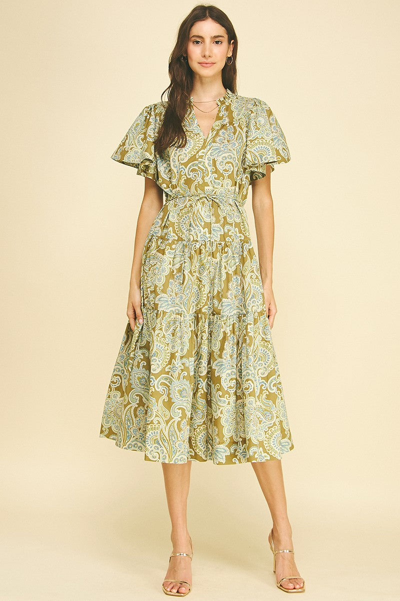 green flowy midi dress Nova in – ivy & leo Occasion:Winter