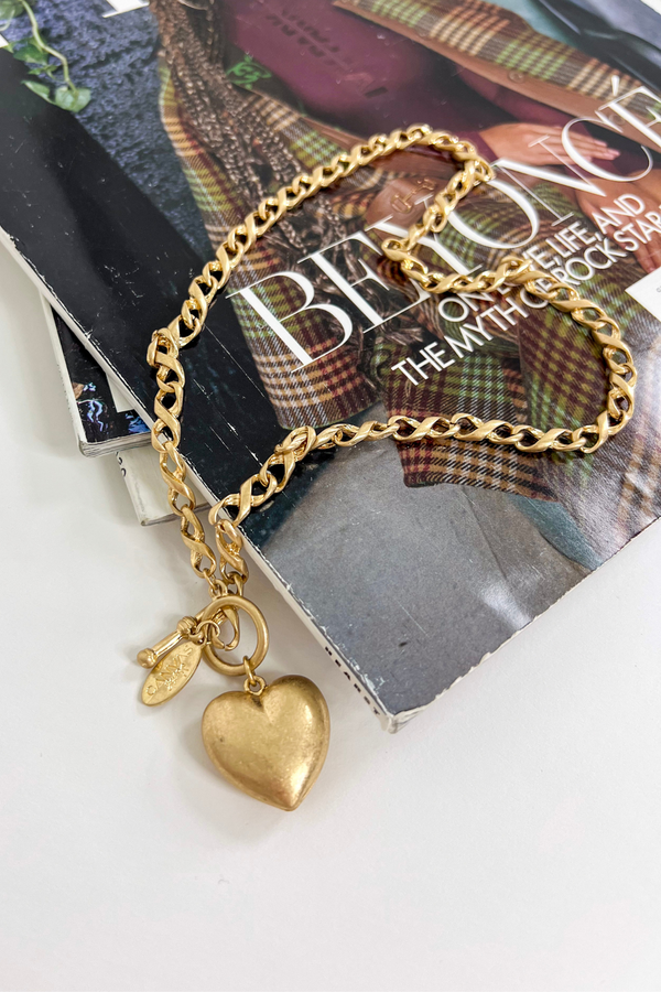Chloe Matte Heart Chain Necklace