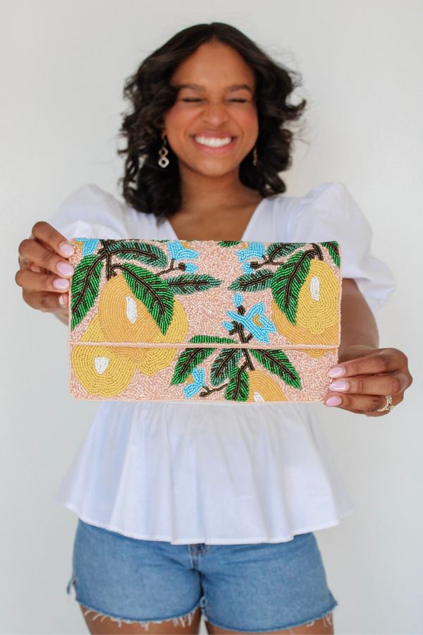 When Life Gives You Lemons Beaded Clutch