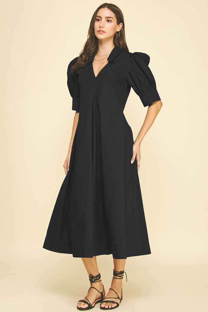 Avery midi dress in black – ivy & leo
