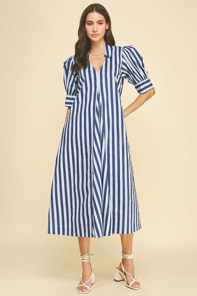 Jenny stripe dress in blue – ivy & leo