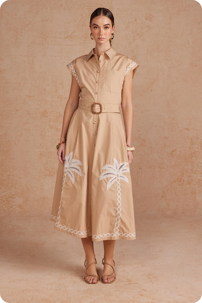 taupe midi dress Ruby midi dress in taupe – ivy & leo