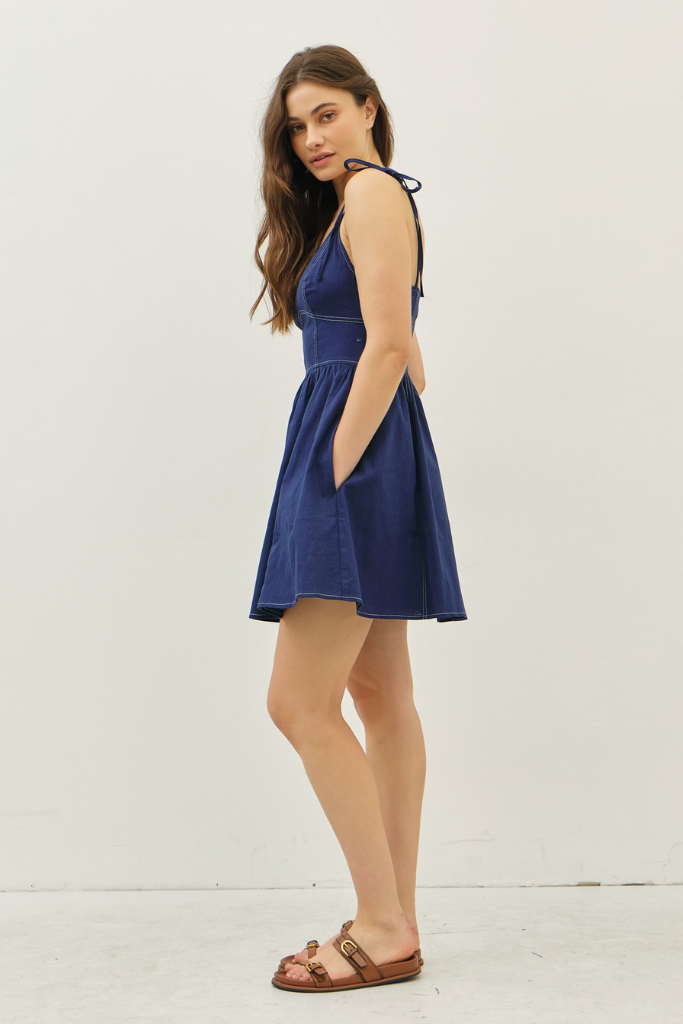 Alexandria Mini Dress in Navy
