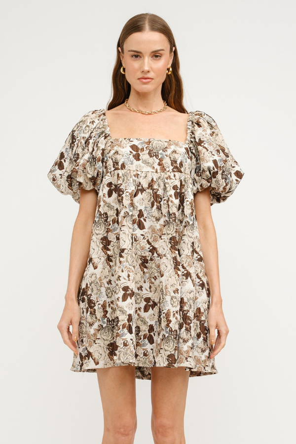 Forever Fall Puff Sleeve Mini Dress