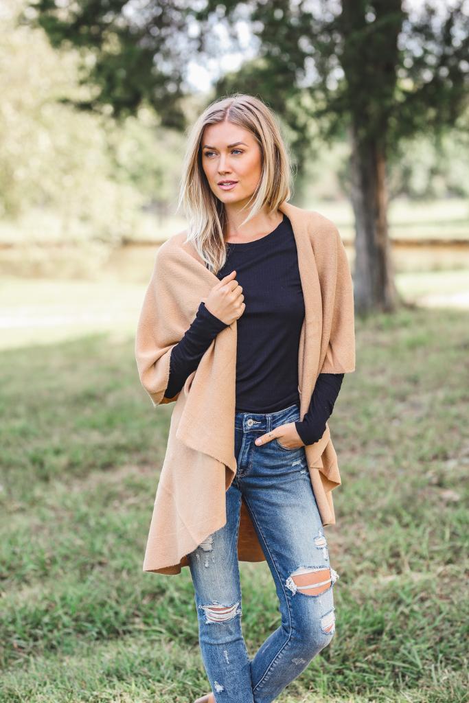 Perfect Shawl Vest in Camel