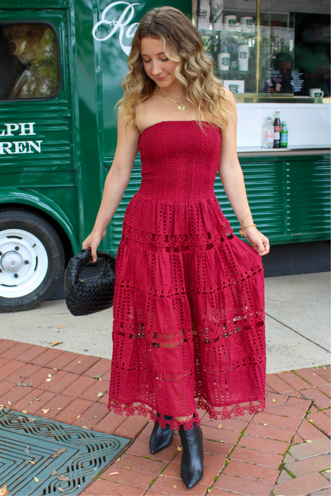 Safe Haven Midi Dress In Cherry Burgundy