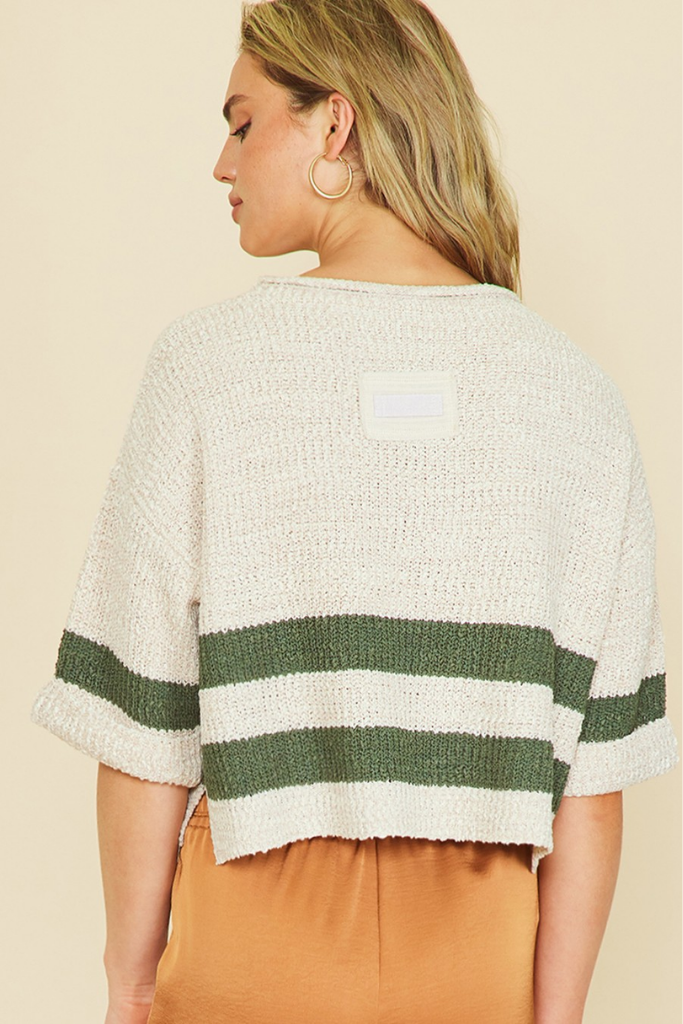 Billie Striped Sweater in Oatmeal Olive