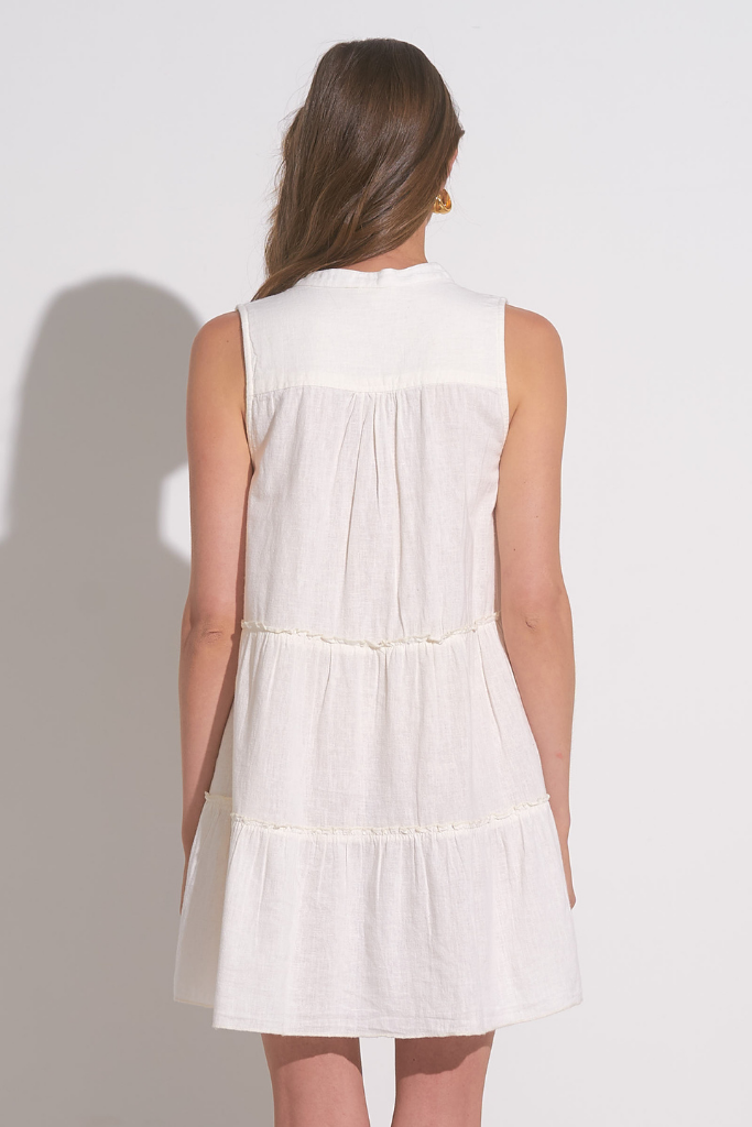 Flora Linen Swing Dress in White