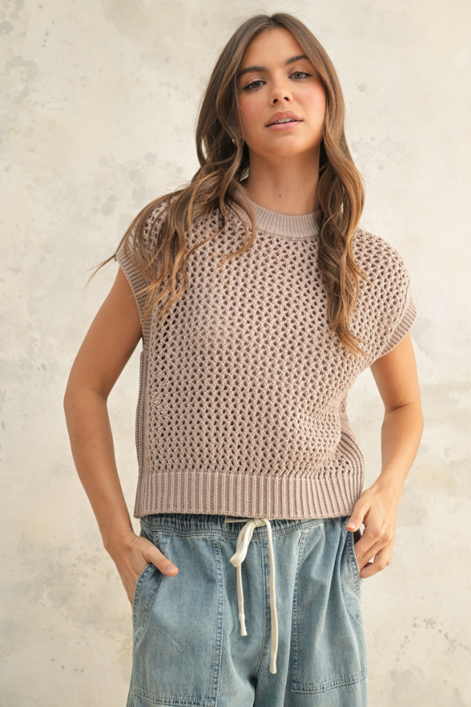 Maggie Crochet Cap Sleeve Sweater