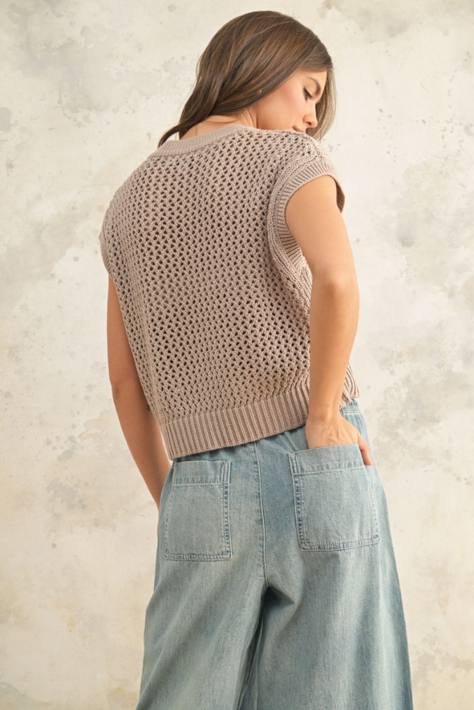 Maggie Crochet Cap Sleeve Sweater