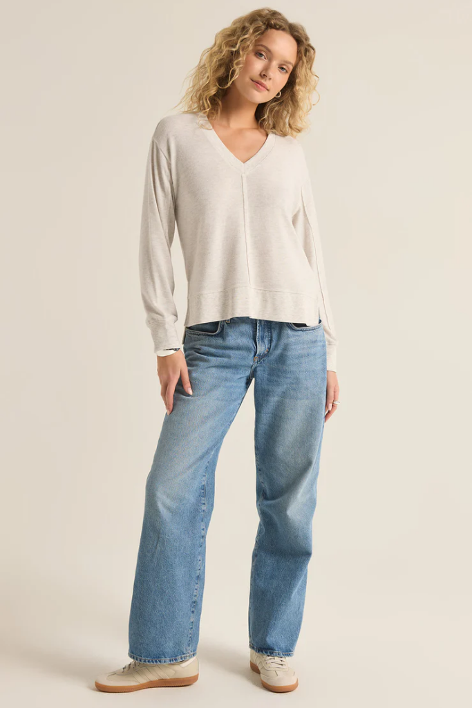 Wilder Cloud V Neck Sweater in Light Oatmeal by Z Supply