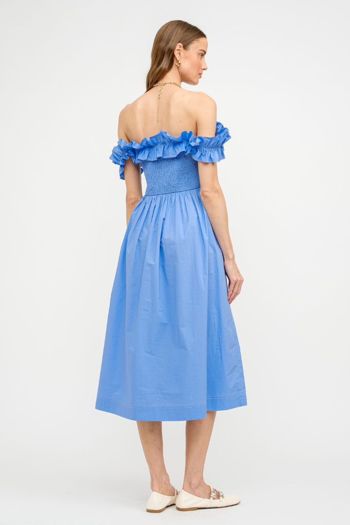 Laura Off The Shoulder Ruffle Midi Dress