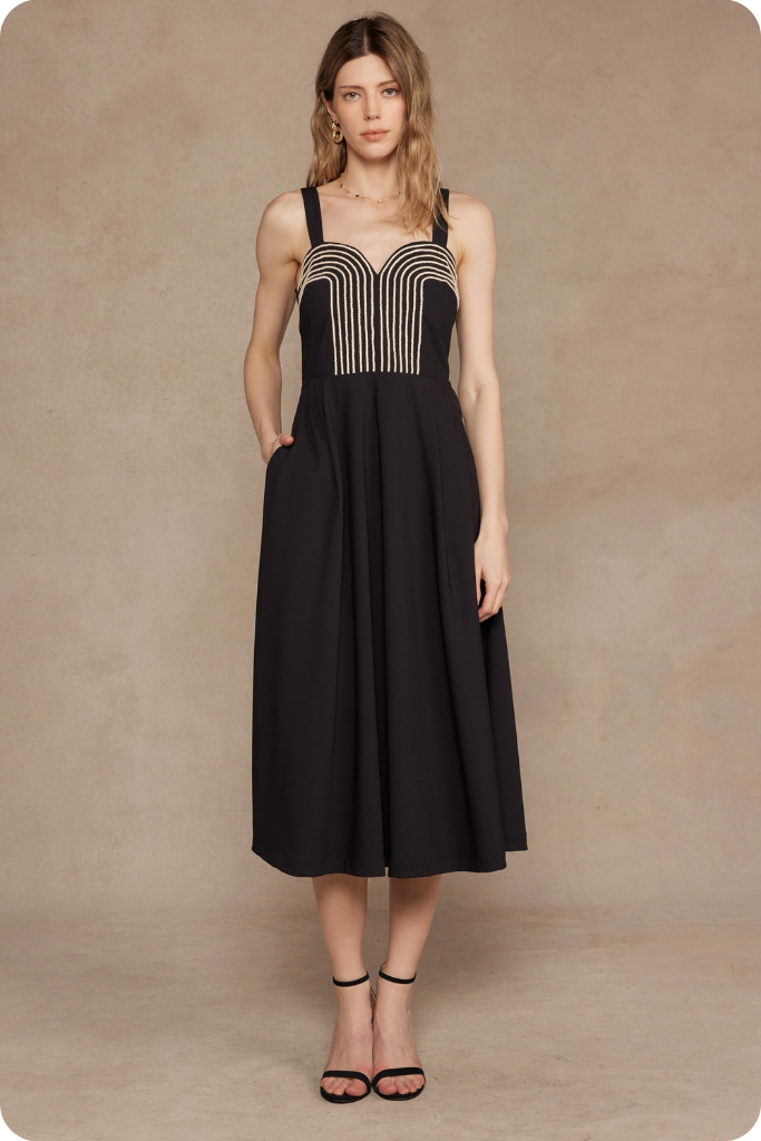 Francine Contrast Stitch Midi Dress