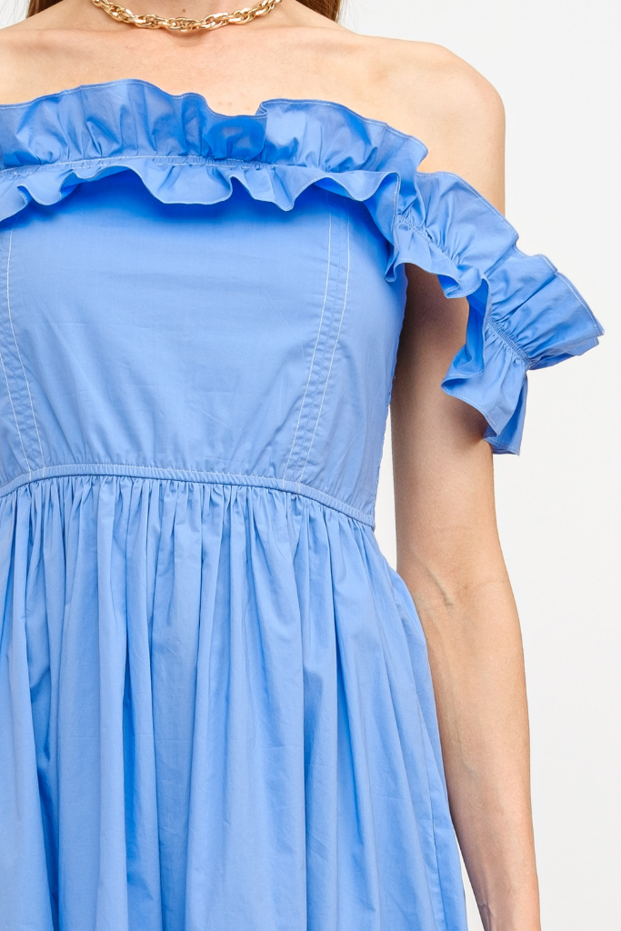 Laura Off The Shoulder Ruffle Midi Dress