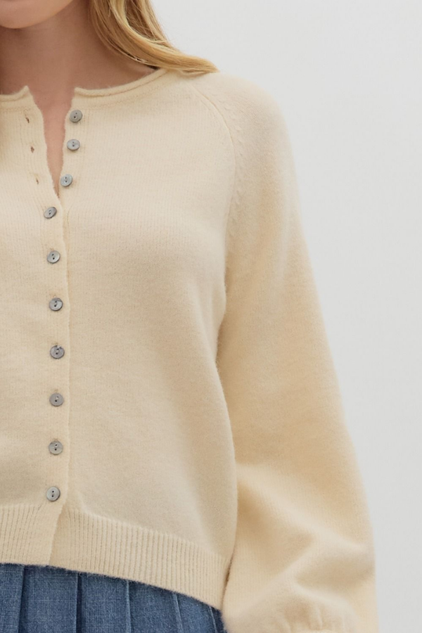 Coraline Soft Cardigan Sweater in Cream