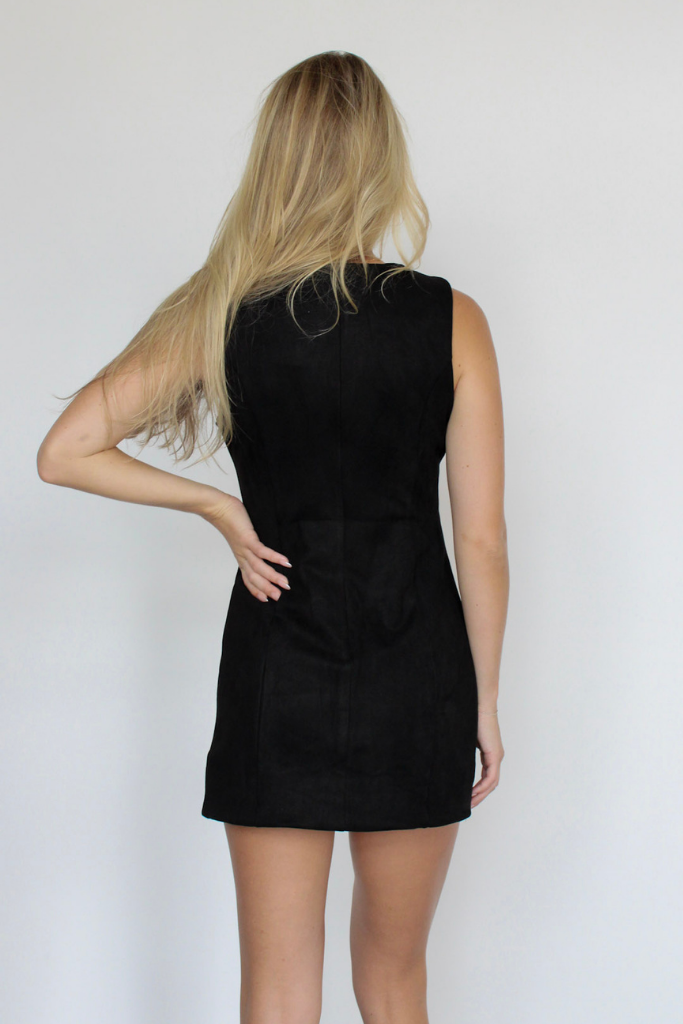 Virgo Suede Mini Dress in Black