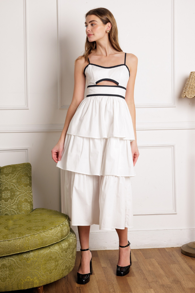 Katherine Cut Out Tiered Midi Dress