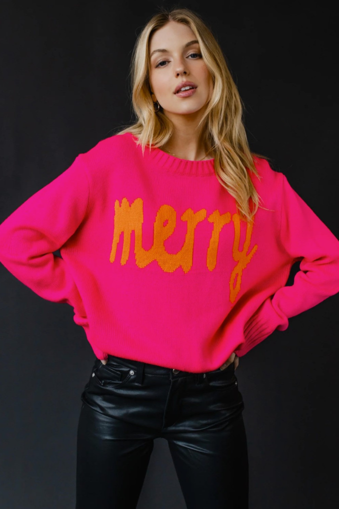 Merry Sweater in Bright Pink