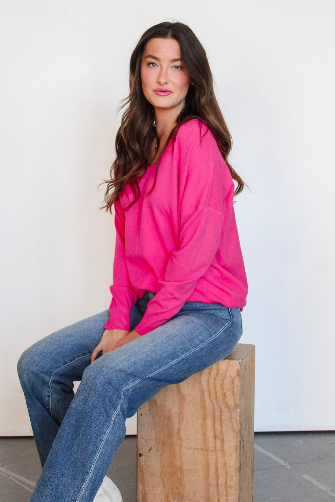 Dreamer Sweater In Electric Pink