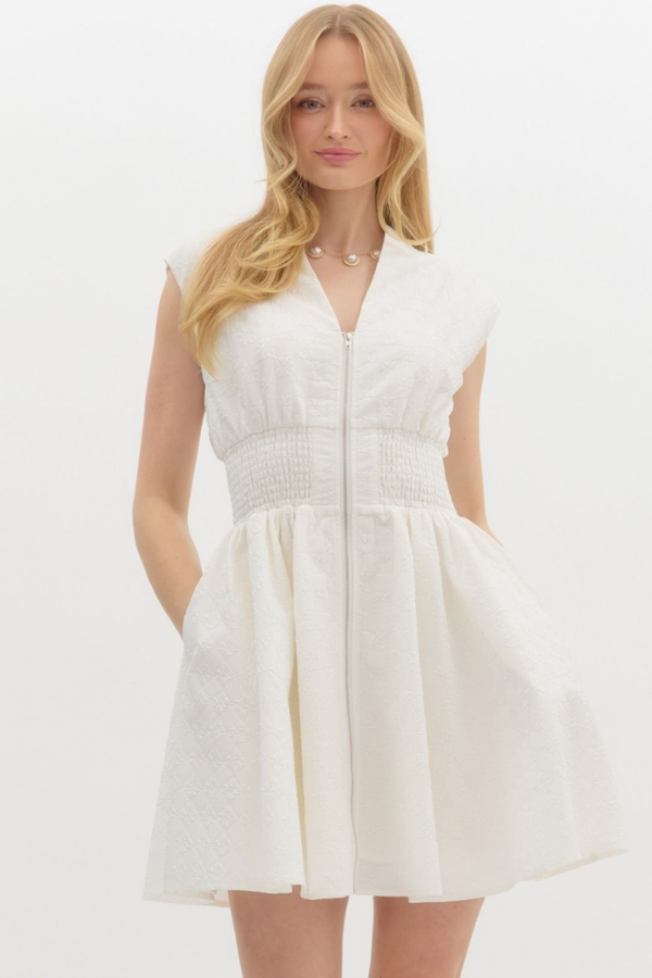 Elizabeth Zip Front Mini Dress