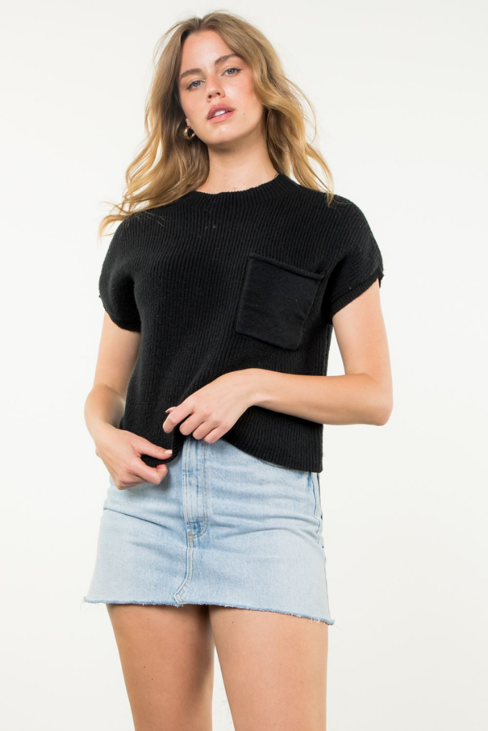 Mackenzie Short Sleeve Sweater in Black