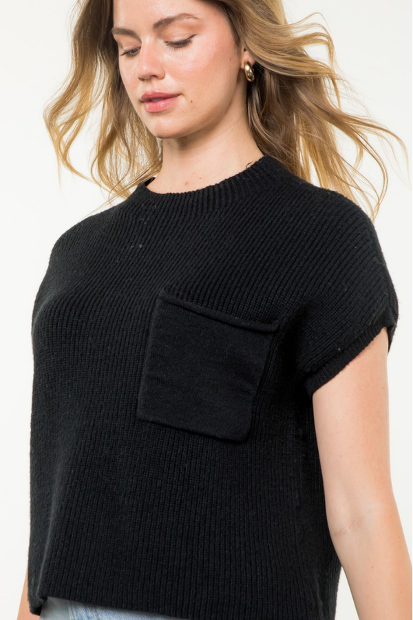 Mackenzie Short Sleeve Sweater in Black