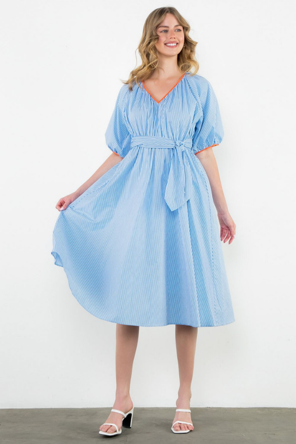 Gloria Seersucker Midi Dress