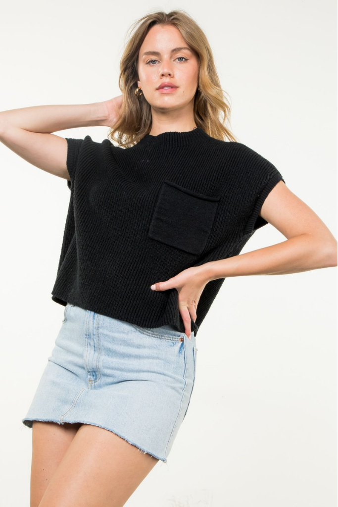 Mackenzie Short Sleeve Sweater in Black