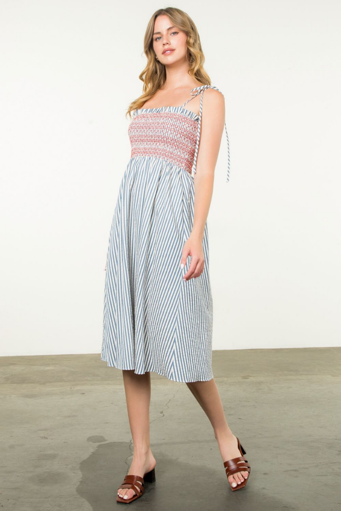 Anne Stripe Smock Midi Dress