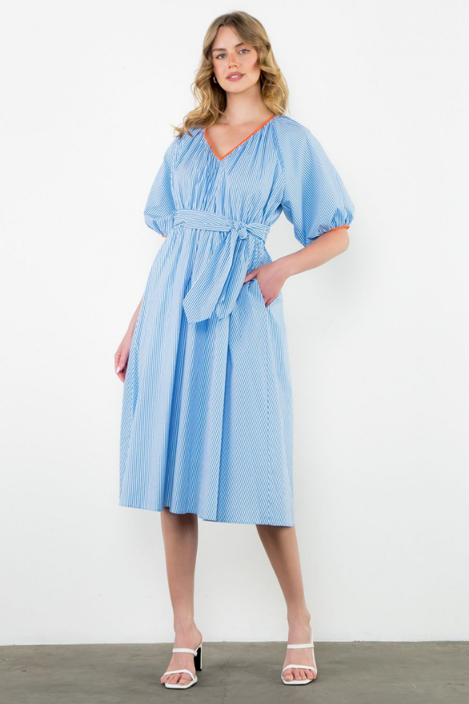 Gloria Seersucker Midi Dress