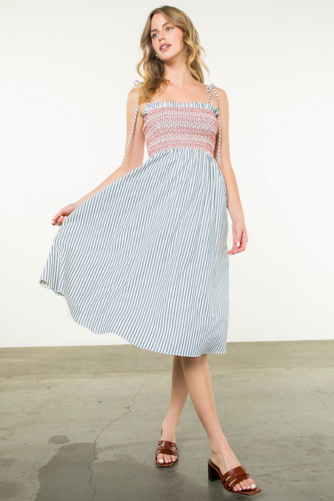 Anne Stripe Smock Midi Dress