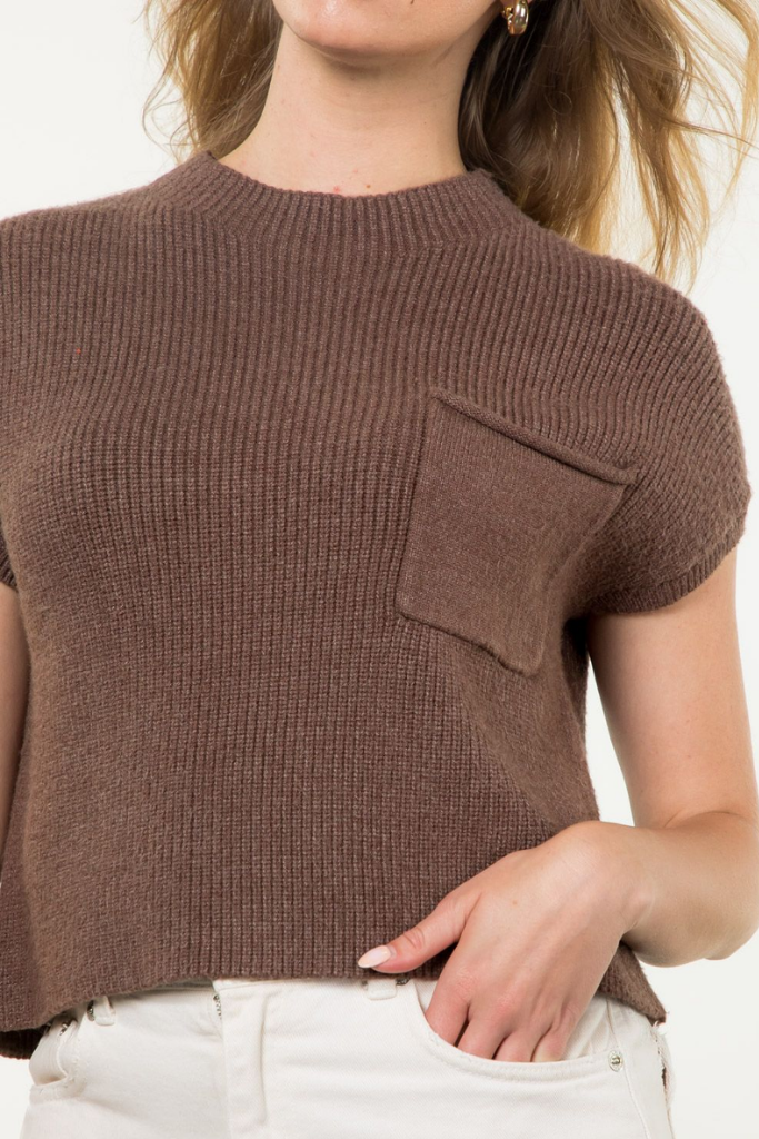 Mackenzie Short Sleeve Sweater in Brown