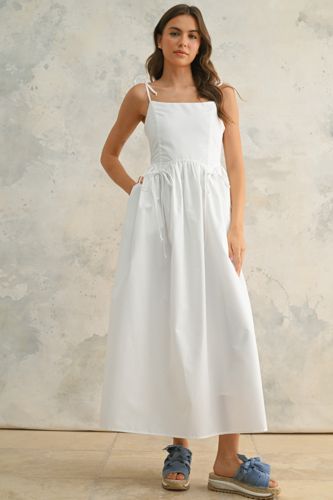 Georgiana Corset Maxi Dress in Off White