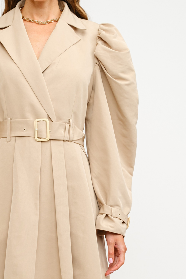 Dallas Puff Sleeve Trench Coat