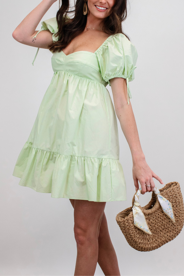Heartbreaker Babydoll Dress in Light Mint