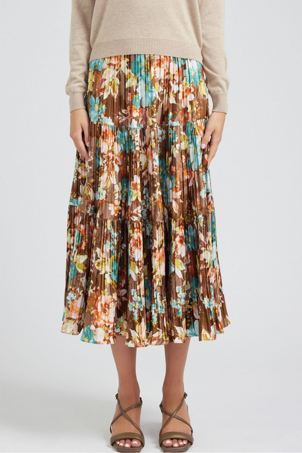 Oh Dear Pleated Satin Midi Skirt