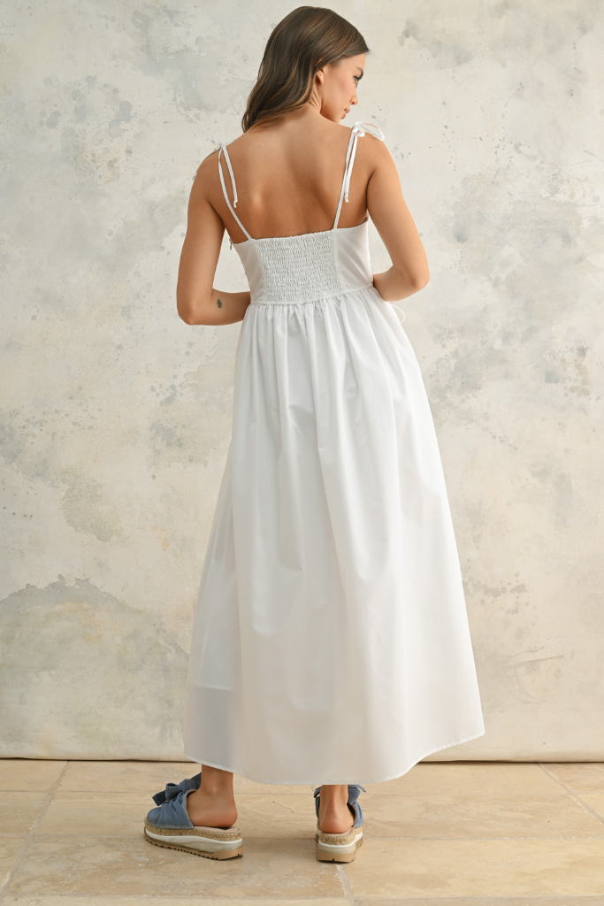 Georgiana Corset Maxi Dress in Off White