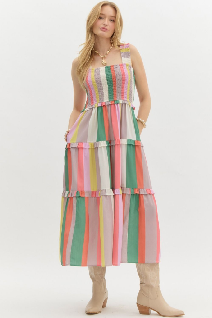 Thea Colorblock Stripe Midi Dress