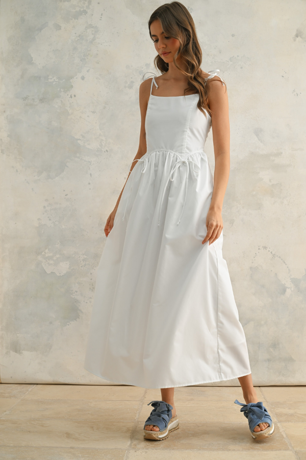 Georgiana Corset Maxi Dress in Off White