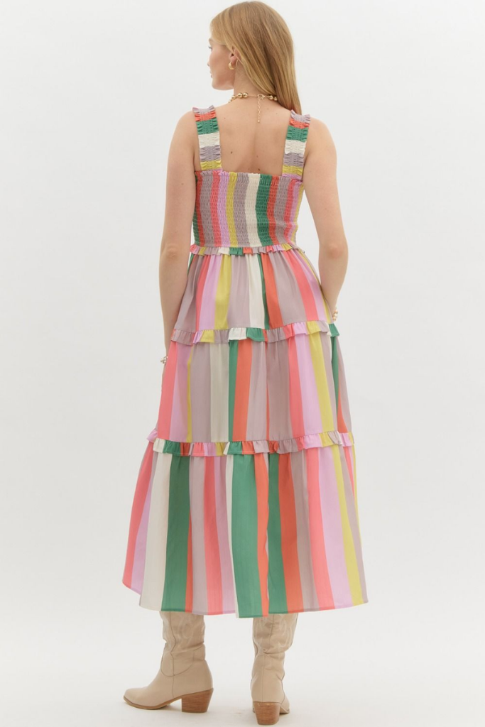 Thea Colorblock Stripe Midi Dress