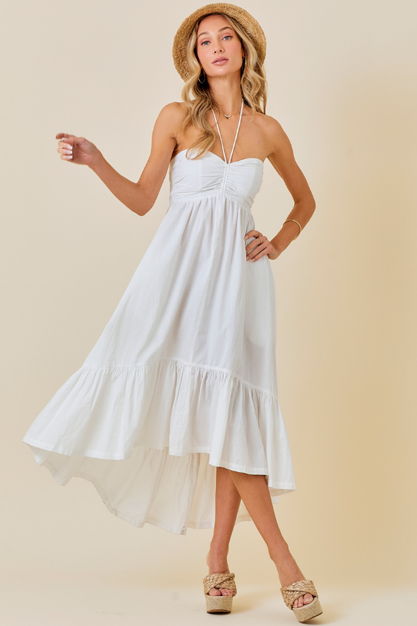 Carolina Ruched Front Halter Midi Dress