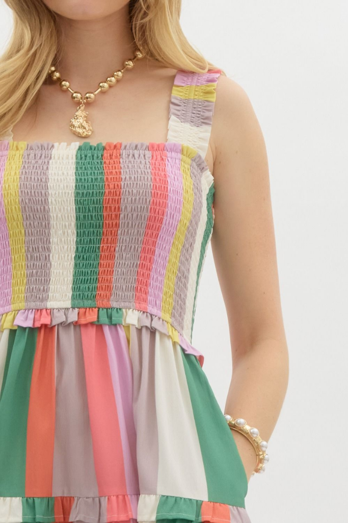 Thea Colorblock Stripe Midi Dress