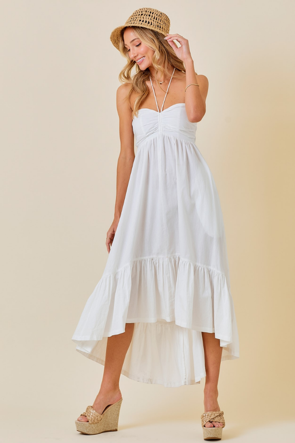 Carolina Ruched Front Halter Midi Dress