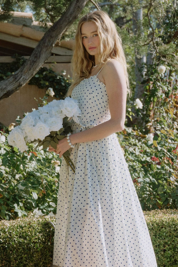 Sophie Polka Dot Midi Dress in Cream