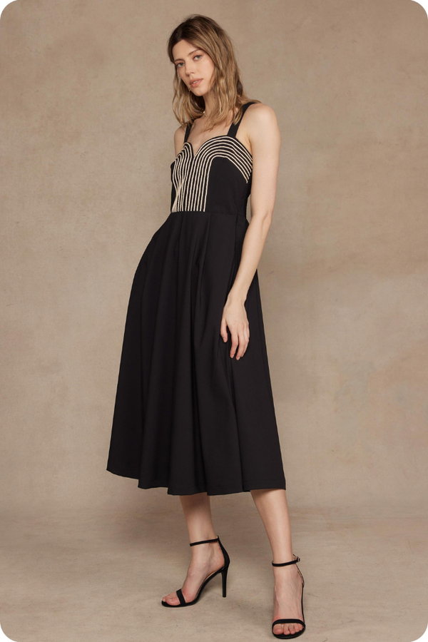 Francine Contrast Stitch Midi Dress