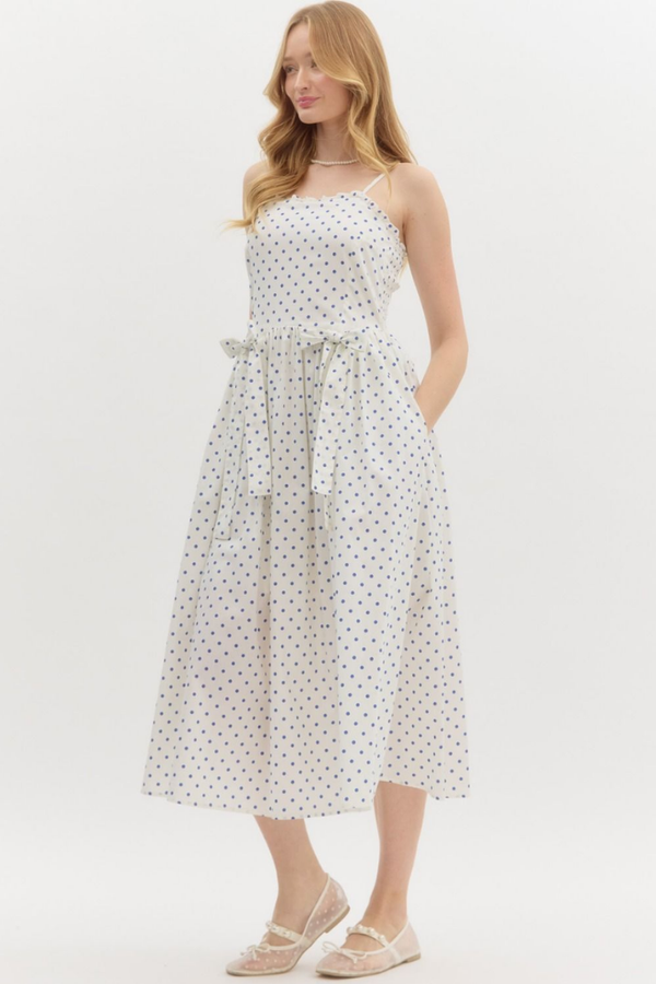 Sophie Polka Dot Midi Dress in Cream