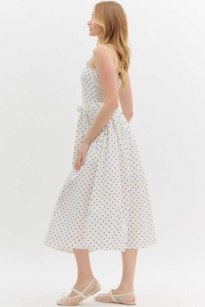 Sophie Polka Dot Midi Dress in Cream