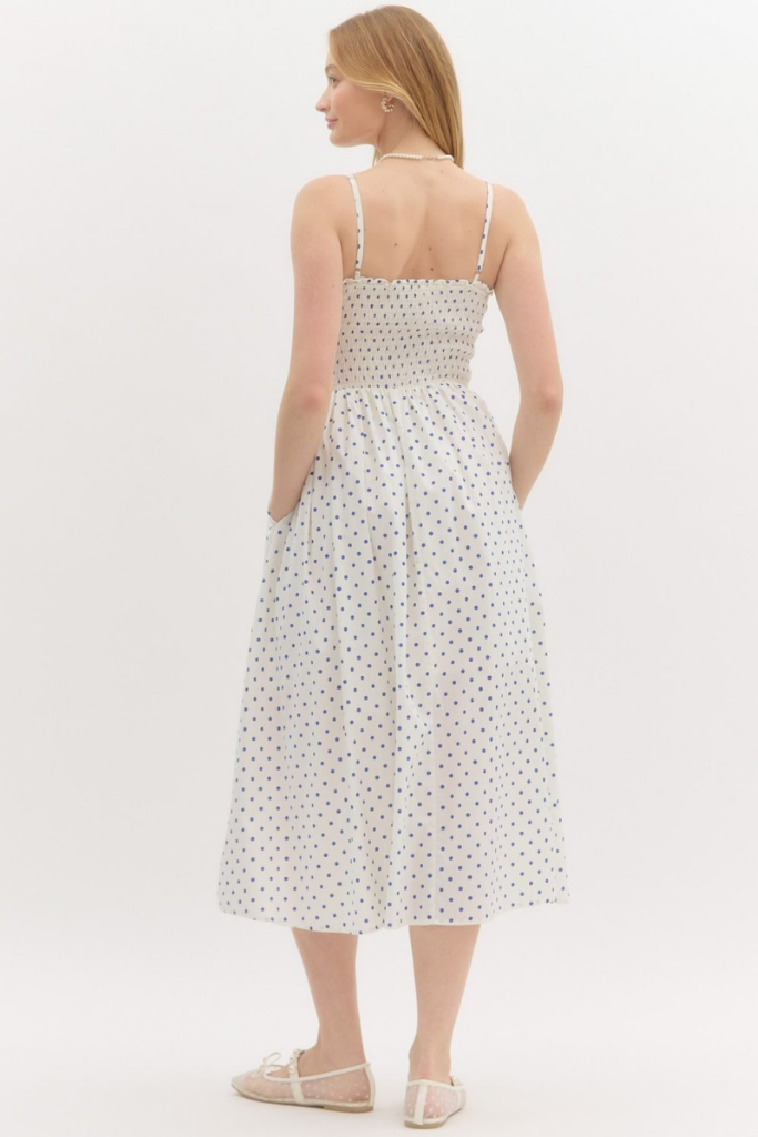 Sophie Polka Dot Midi Dress in Cream