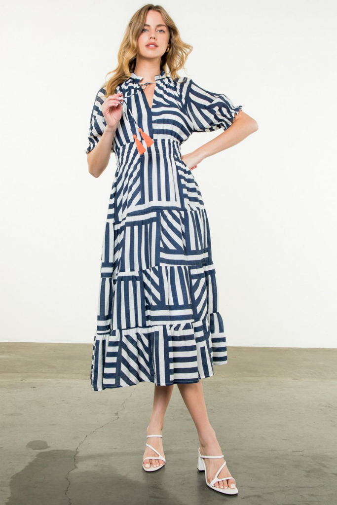 Eleanor Geo Stripe Midi Dress