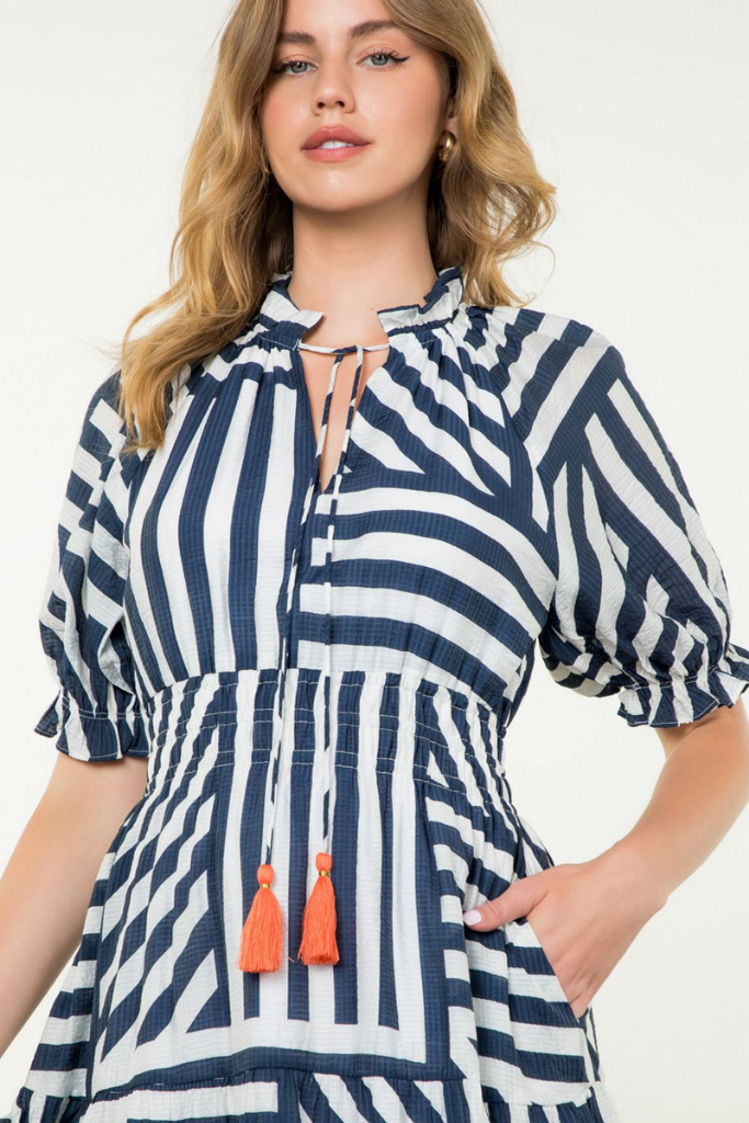 Eleanor Geo Stripe Midi Dress